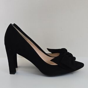 Sesto Meucci Black Suede Leather Bow Pointed-Toe Pumps Size 7.5 New